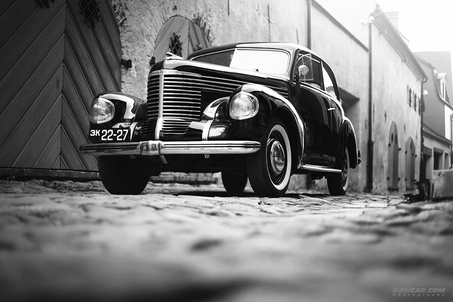 Oldtimer detail, AUTO UNION HORCH 853, in black and white Stock